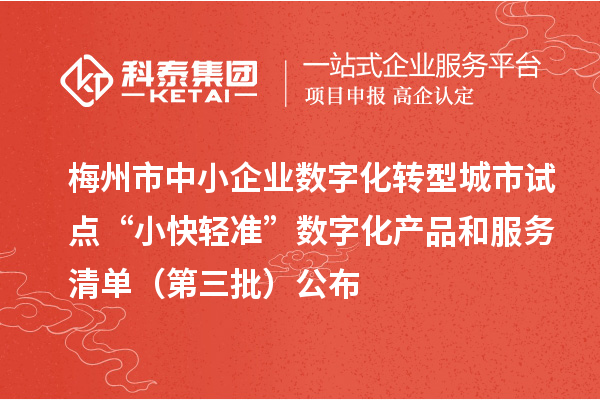 梅州市中小企业数字化转型城市试点“小快轻准”数字化产品和服务清单(第三批)公布