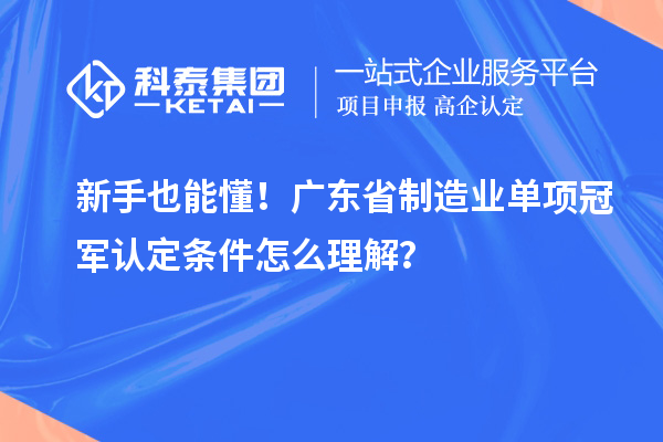 新手也能懂!广东省制造业单项冠军认定条件怎么理解?