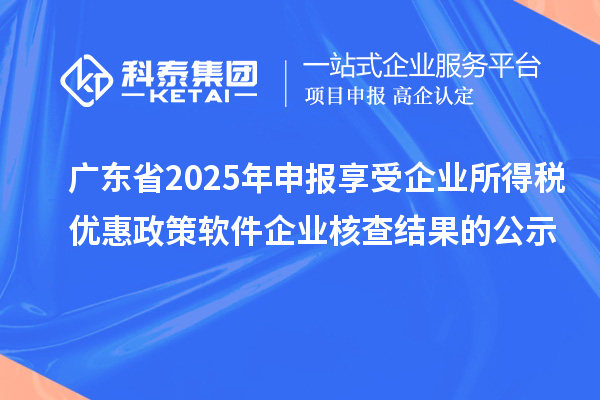 广东省2025年申报享受企业所得税优惠政策软件企业核查结果的公示