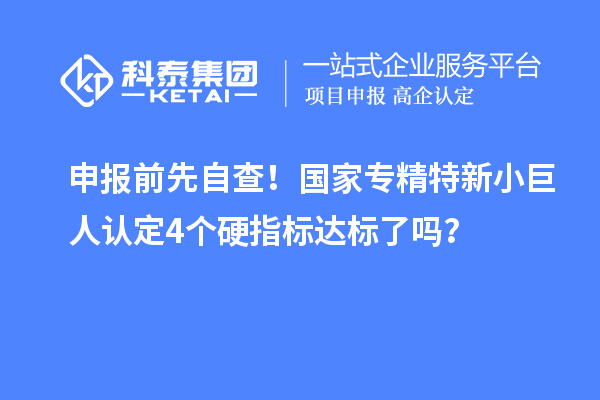 申报前先自查!国家专精特新小巨人认定4个硬指标达标了吗?