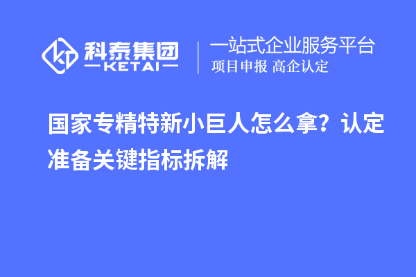 国家专精特新小巨人怎么拿?认定准备关键指标拆解