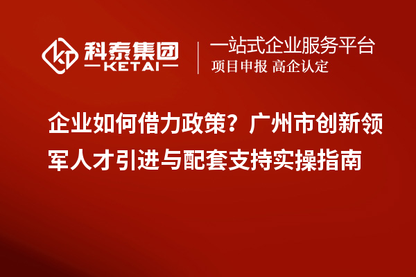 企业如何借力政策?广州市创新领军人才引进与配套支持实操指南