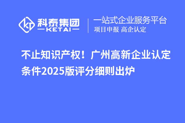 不止知识产权!广州高新企业认定条件2025版评分细则出炉