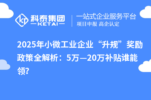 2025年小微工业企业“升规”奖励政策全解析:5万—20万补贴谁能领?