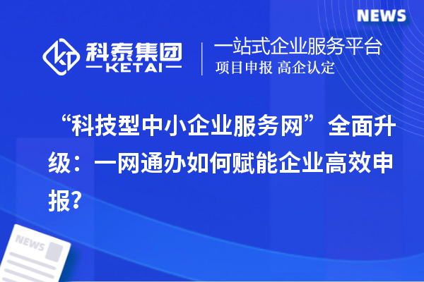 “科技型中小企业服务网”全面升级:一网通办如何赋能企业高效申报?