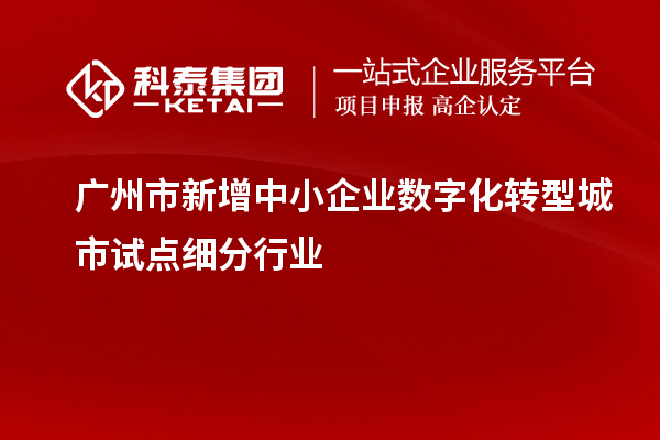 广州市新增中小企业数字化转型城市试点细分行业