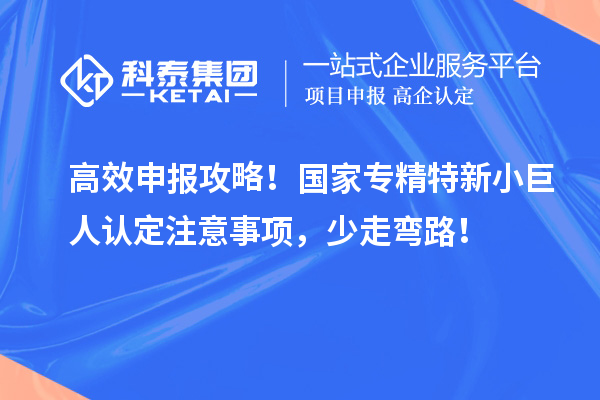 高效申报攻略!国家专精特新小巨人认定注意事项,少走弯路!