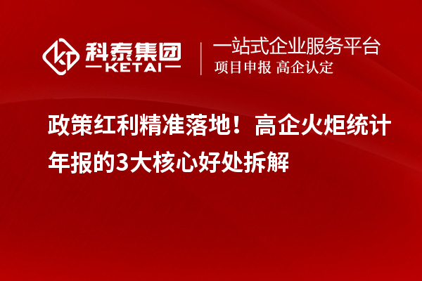 政策红利精准落地!高企火炬统计年报的3大核心好处拆解
