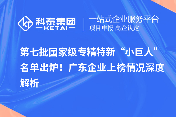 第七批国家级专精特新“小巨人”名单出炉!广东企业上榜情况深度解析