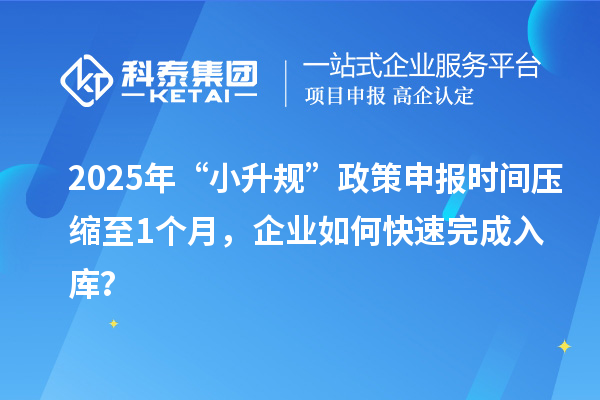 2025年“小升规”政策申报时间压缩至1个月,企业如何快速完成入库?