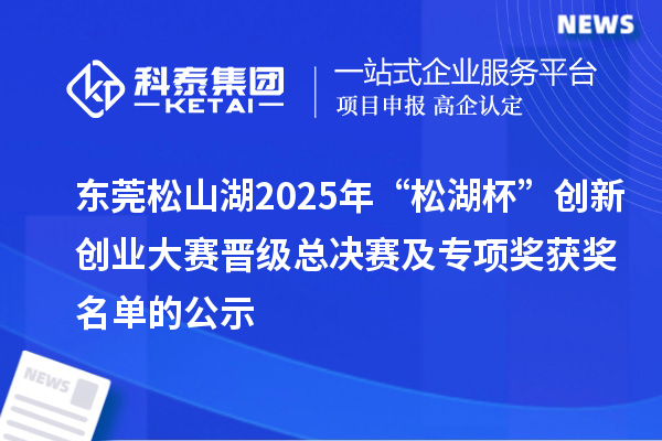 东莞松山湖2025年“松湖杯”创新创业大赛晋级总决赛及专项奖获奖名单的公示
