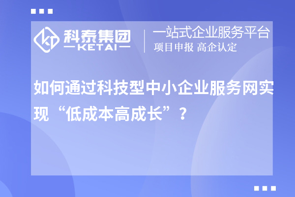 如何通过科技型中小企业服务网实现“低成本高成长”?