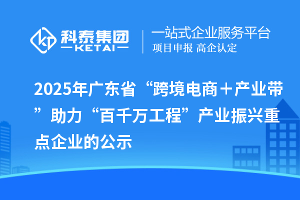 2025年广东省“跨境电商+产业带”助力“百千万工程”产业振兴重点企业的公示