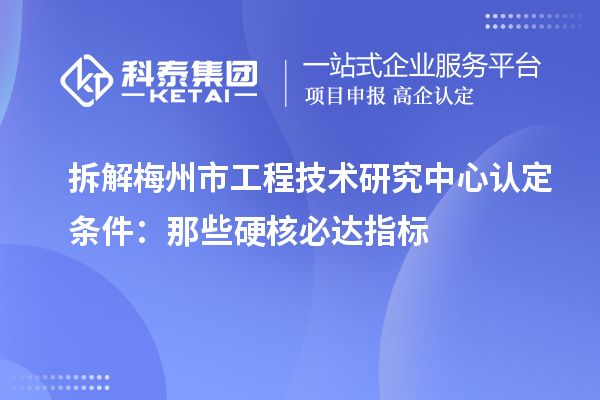 拆解梅州市工程技术研究中心认定条件:那些硬核必达指标