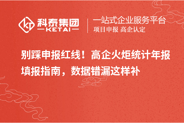 别踩申报红线!高企火炬统计年报填报指南,数据错漏这样补