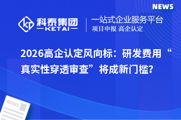 2026高企认定风向标:研发费用“真实性穿透审查”将成新门槛?