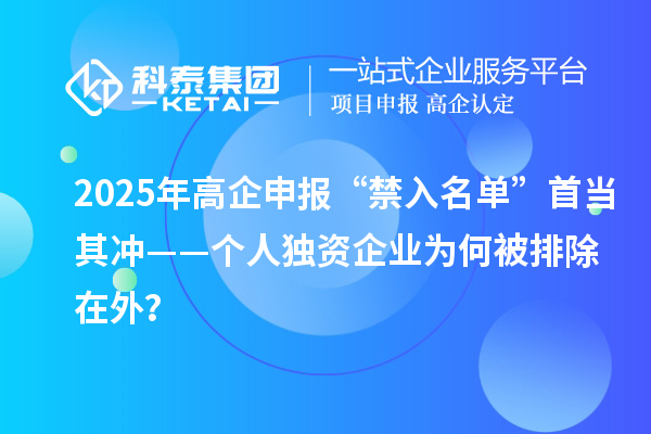 2025年高企申报“禁入名单”首当其冲——个人独资企业为何被排除在外?