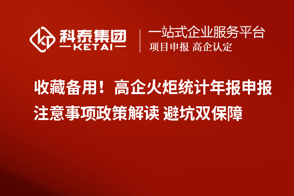 收藏备用!高企火炬统计年报申报注意事项政策解读+避坑双保障