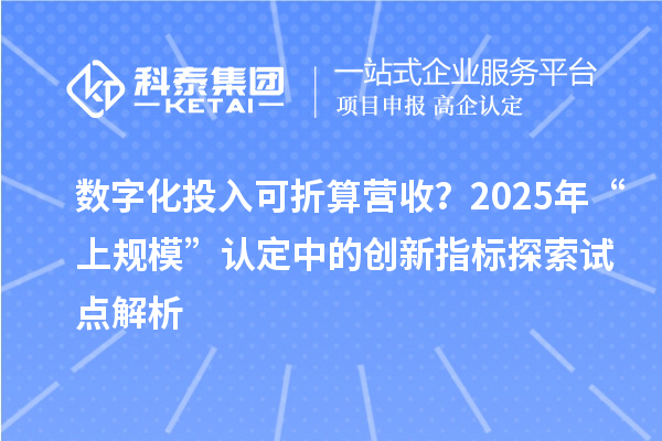 数字化投入可折算营收?2025年“上规模”认定中的创新指标探索试点解析