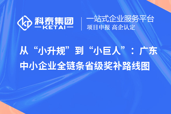 从“小升规”到“小巨人”:广东中小企业全链条省级奖补路线图