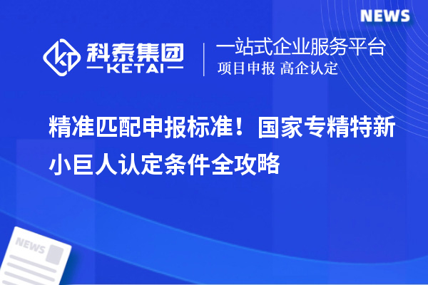 精准匹配申报标准!国家专精特新小巨人认定条件全攻略