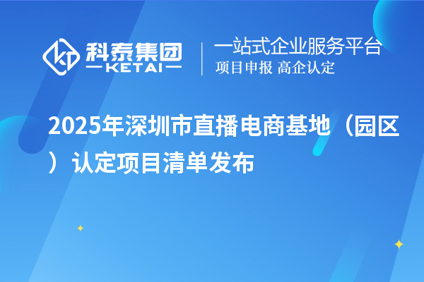 2025年深圳市直播电商基地(园区)认定项目清单发布