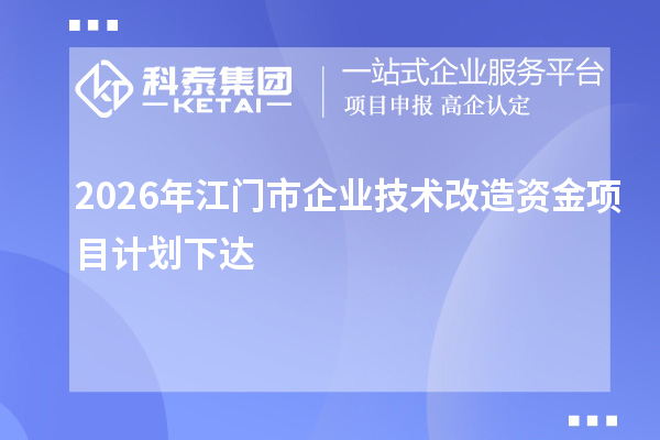 2026年江门市企业技术改造资金项目计划下达