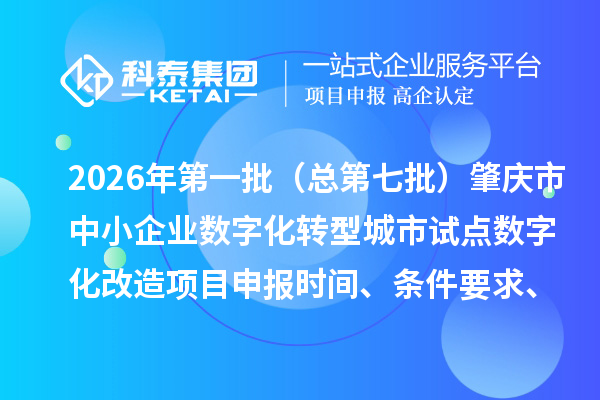 2026年第一批(总第七批)肇庆市中小企业数字化转型城市试点数字化改造项目申报时间、条件要求、补助奖励