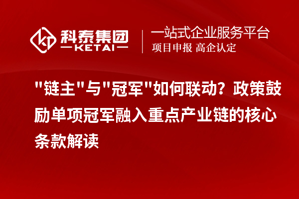链主与冠军如何联动?政策鼓励单项冠军融入重点产业链的核心条款解读