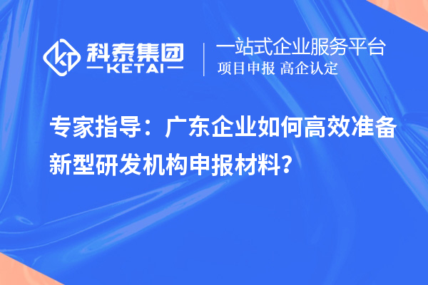 专家指导:广东企业如何高效准备新型研发机构申报材料?
