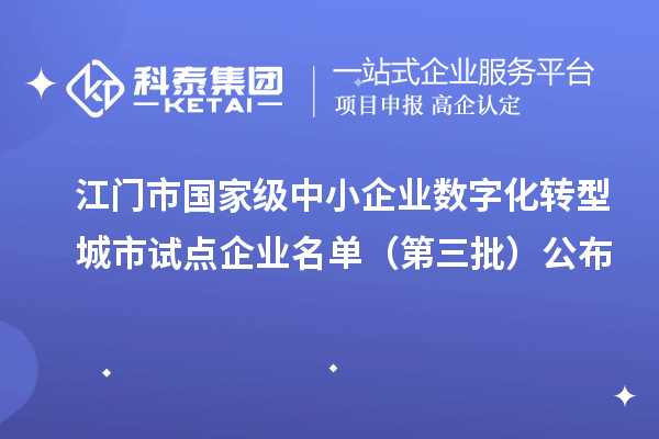 江门市国家级中小企业数字化转型城市试点企业名单(第三批)公布