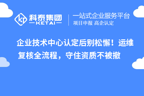 企业技术中心认定后别松懈!运维+复核全流程,守住资质不被撤