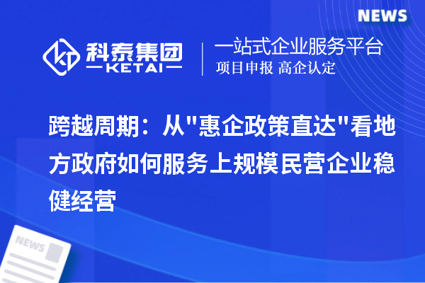 跨越周期:从惠企政策直达看地方政府如何服务上规模民营企业稳健经营