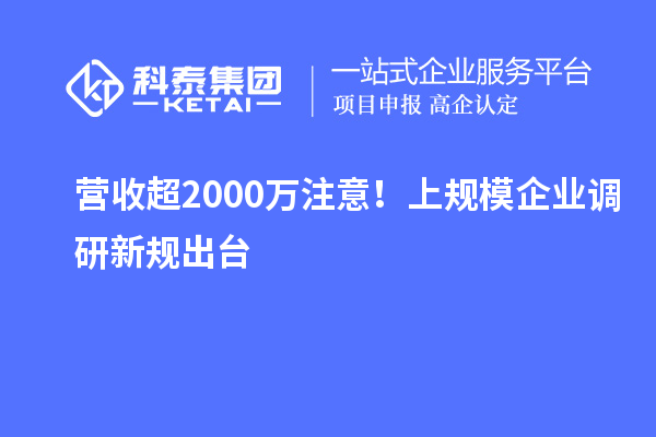 营收超2000万注意!上规模企业调研新规出台
