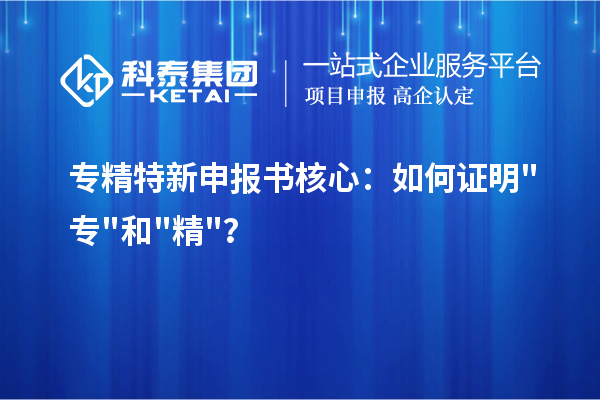 专精特新申报书核心:如何证明专和精?