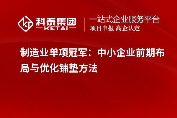 制造业单项冠军:中小企业前期布局与优化铺垫方法