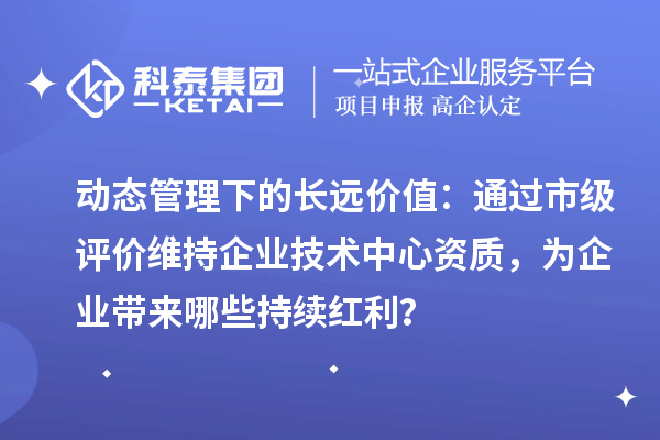 动态管理下的长远价值:通过市级评价维持企业技术中心资质,为企业带来哪些持续红利?