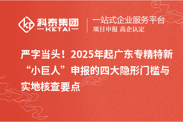 严字当头!2025年起广东专精特新“小巨人”申报的四大隐形门槛与实地核查要点