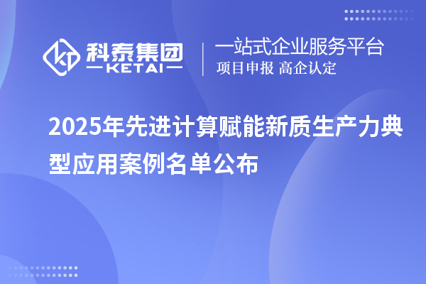 2025年先进计算赋能新质生产力典型应用案例名单公布