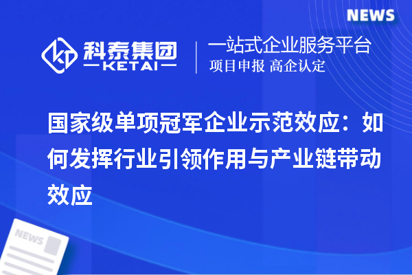 国家级单项冠军企业示范效应:如何发挥行业引领作用与产业链带动效应