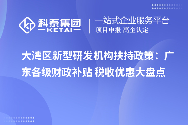 大湾区新型研发机构扶持政策:广东各级财政补贴 + 税收优惠大盘点