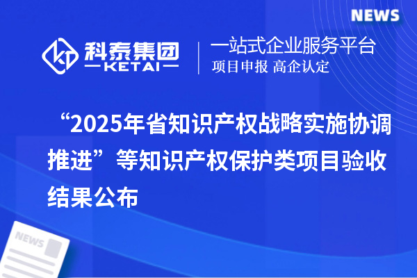 “2025年省知识产权战略实施协调推进”等知识产权保护类项目验收结果公布