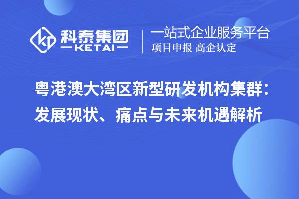 粤港澳大湾区新型研发机构集群:发展现状、痛点与未来机遇解析