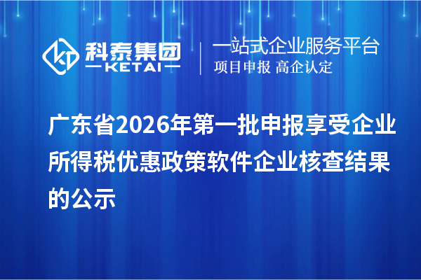 广东省2026年第一批申报享受企业所得税优惠政策软件企业核查结果的公示