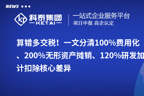 算错多交税!一文分清 100% 费用化、200% 无形资产摊销、120% 研发加计扣除核心差异