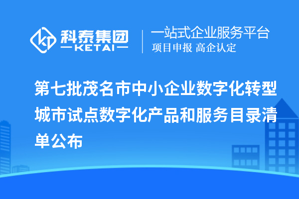 第七批茂名市中小企业数字化转型城市试点数字化产品和服务目录清单公布