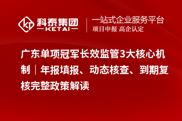 广东单项冠军长效监管 3 大核心机制|年报填报、动态核查、到期复核完整政策解读