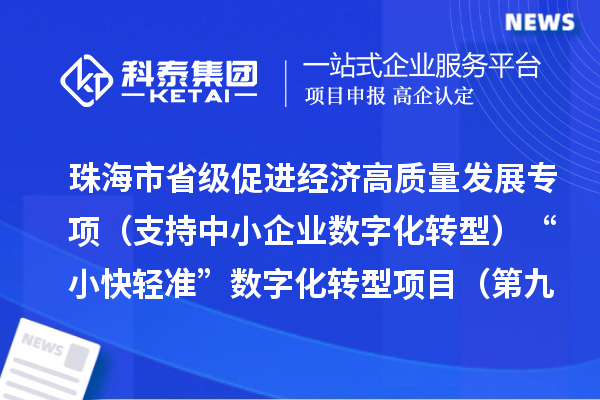 珠海市省级促进经济高质量发展专项(支持中小企业数字化转型)“小快轻准”数字化转型项目(第九批)入库储备项目的公示