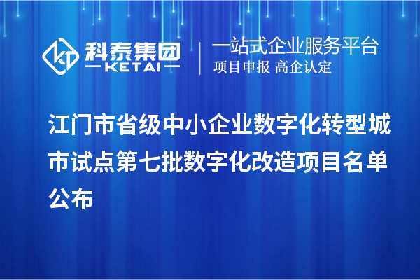 江门市省级中小企业数字化转型城市试点第七批数字化改造项目名单公布