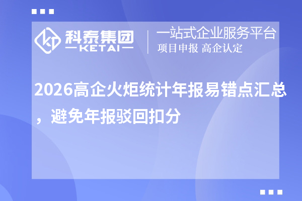 2026高企火炬统计年报易错点汇总,避免年报驳回扣分
